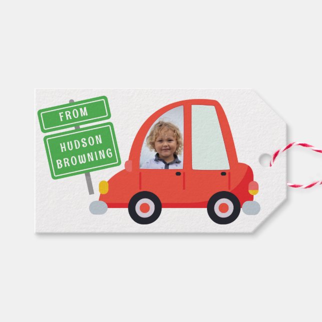 Étiquettes-cadeau Balises Cadeaux Personnalisées Photo Car (Devant (Horizontal))
