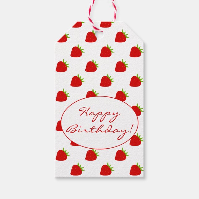 Étiquettes-cadeau Balises cadeaux pour Motif de fraise mignonne (Devant)