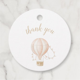 Étiquettes Cadeau Balises Cadeaux Ronds À Ballons À Air Chaud Rose