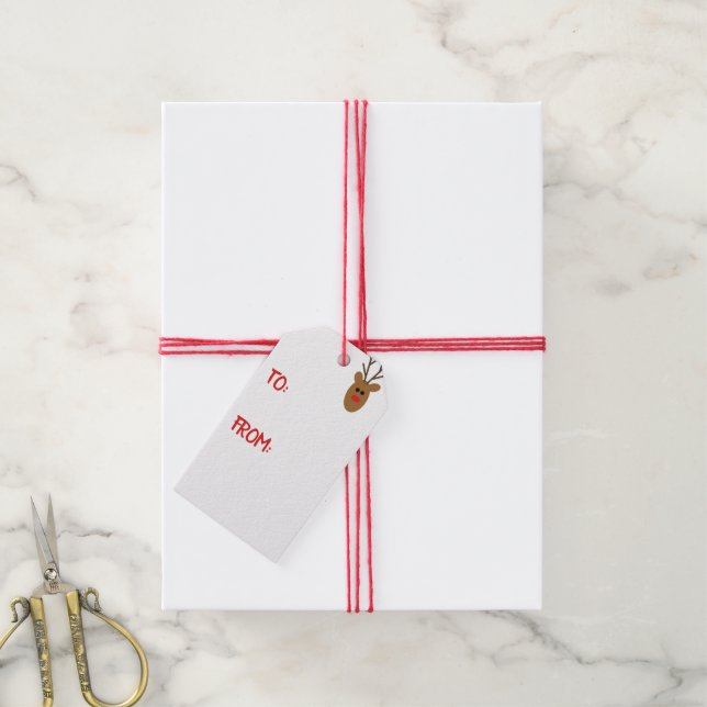 Étiquettes-cadeau Balises cadeaux Rudolph (Avec de la ficelle)