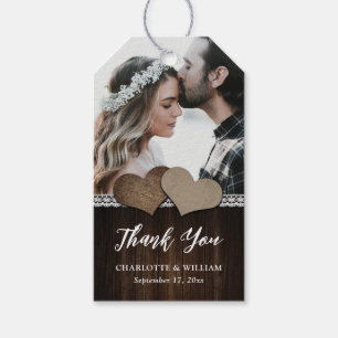 Étiquettes-cadeau Balises cadeaux Rustic Mariage campagnard Merci ph