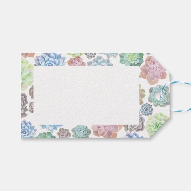 Étiquettes-cadeau Balises cadeaux succulentes (Devant (Horizontal))