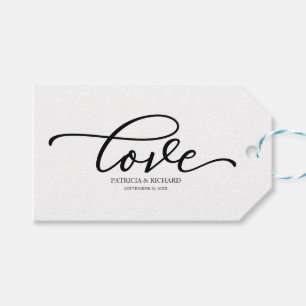 Étiquettes-cadeau Balises Chic Black Script Love Favour