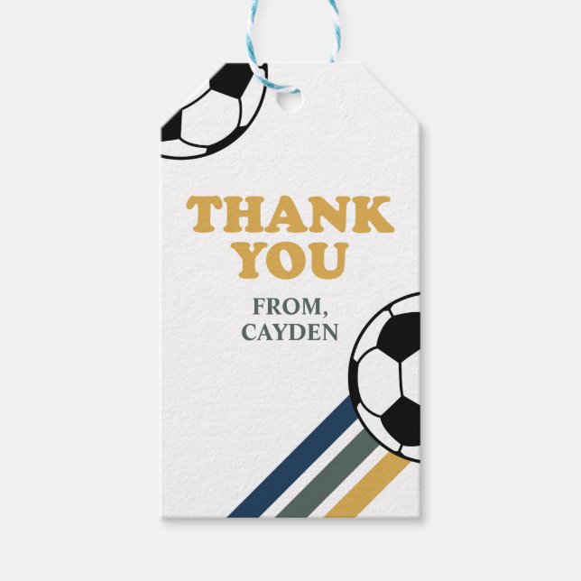 Étiquettes-cadeau Balises d'anniversaire Retro Soccer (Devant)