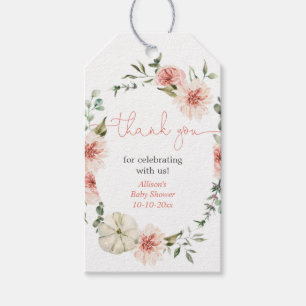 Étiquettes-cadeau Balises de baby shower de fille florale rose pâle