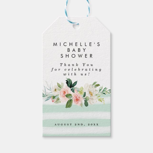 Étiquettes-cadeau Balises de baby shower de garçon bleu avec flush f (Devant)