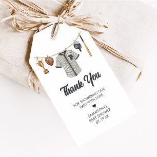 Étiquettes-cadeau Balises de baseball Little Slugger Baby shower Fav