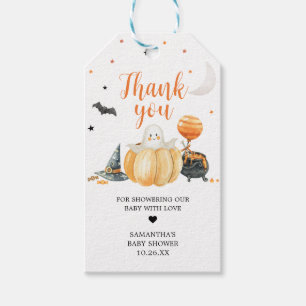 Étiquettes-cadeau Balises de faveur de Little Boo Citrouille Hallowe