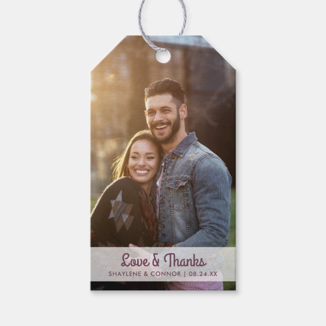 Étiquettes-cadeau Balises de faveur de mariage photo | Retour floral (Devant)