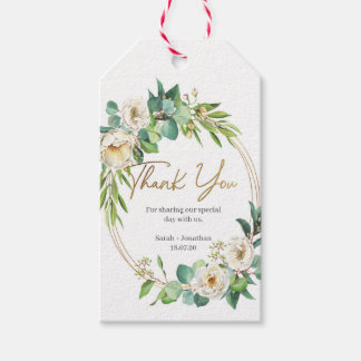 Étiquettes-cadeau Balises de Merci à fleurs blanches et à Mariages d