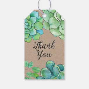 Étiquettes-cadeau Balises de Merci d'aquarelle Succulente