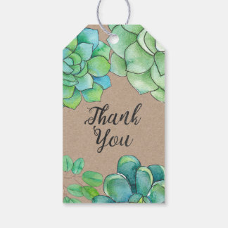 Étiquettes-cadeau Balises de Merci d'aquarelle Succulente