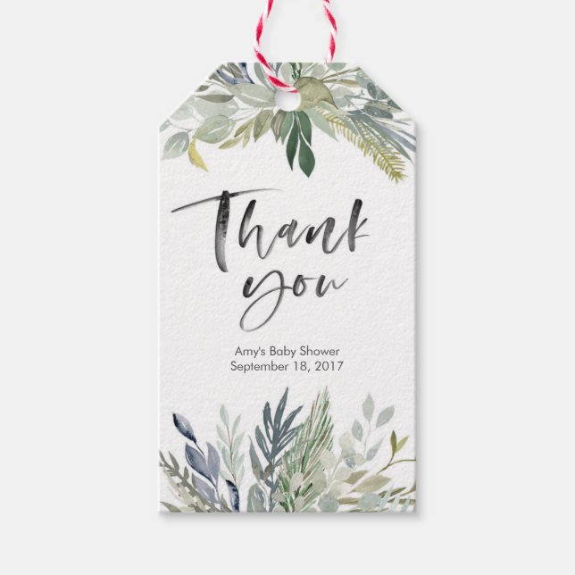 Étiquettes-cadeau Balises de Merci de feuillage vert | Balises de pr (Devant)