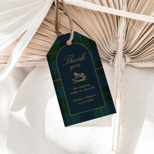 Étiquettes-cadeau Balises de Merci plat vert foncé classique