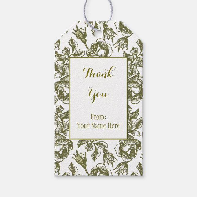 Étiquettes-cadeau Balises de Motif Rose blanc et or Faux (Devant)