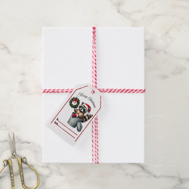 Étiquettes-cadeau Balises de Noël du raton laveur de charme ! (Avec de la ficelle)