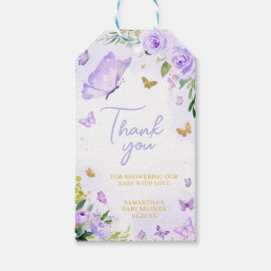 Étiquettes-cadeau Balises de préférence Baby shower papillon violet