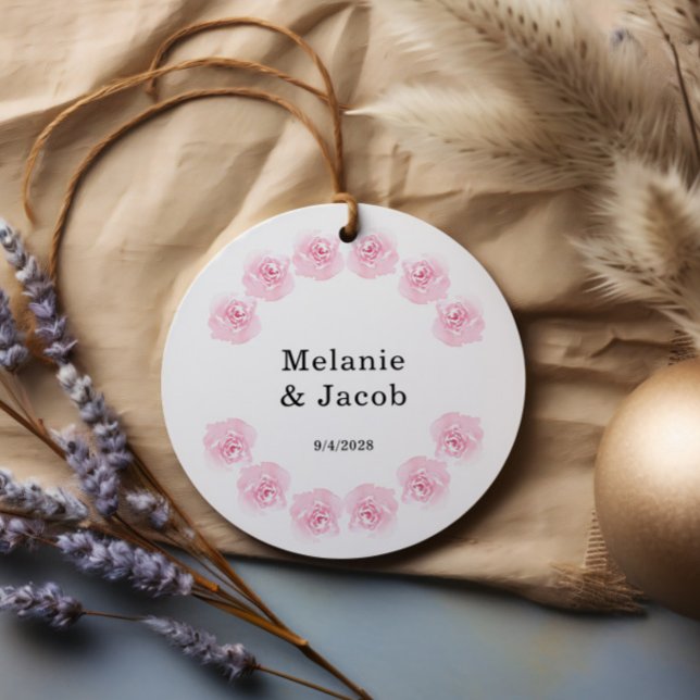 Étiquettes Cadeau Balises de préférence ronde Rose couleur rose (Créateur téléchargé)