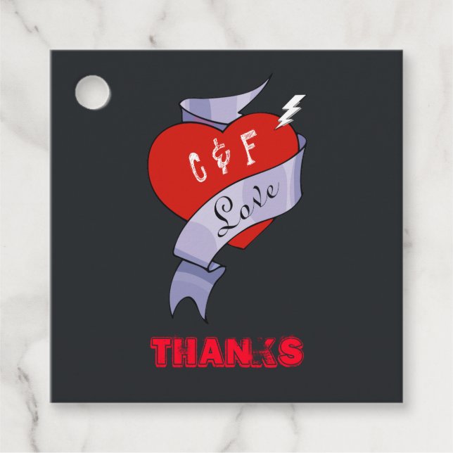 Étiquettes Cadeau Balises Favoris de mariage rock et roll (Devant)
