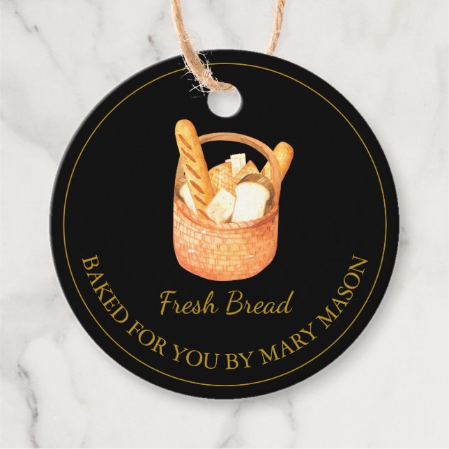 Étiquettes Cadeau Balises Favoris de Pain Maison | Noir (Devant)