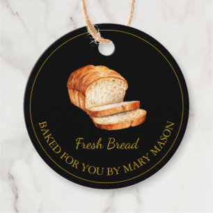 Étiquettes Cadeau Balises Favoris de Pain Maison   Noir