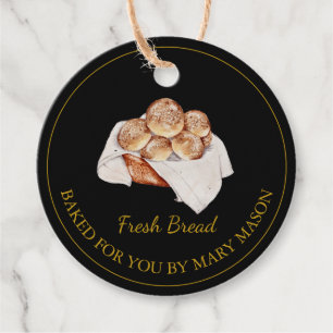 Étiquettes Cadeau Balises Favoris de Pain Maison   Noir