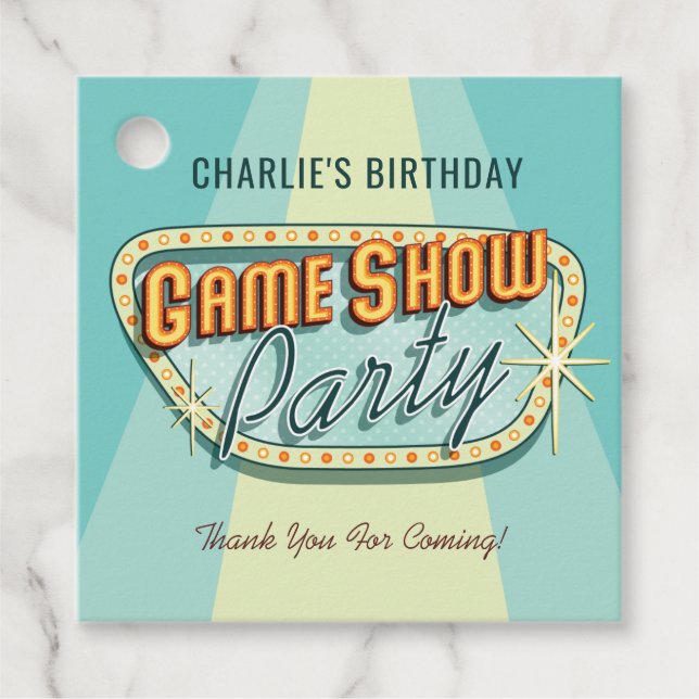 Étiquettes Cadeau Balises Favoris du Jeu Show Party (Devant)