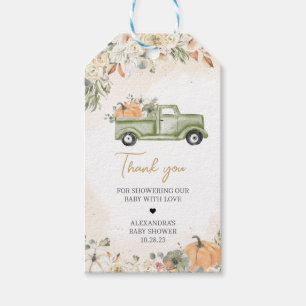 Étiquettes-cadeau Balises Favorites Baby shower Petit Camion Citroui