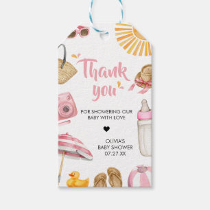 Étiquettes-cadeau Balises Favorites Baby shower rose