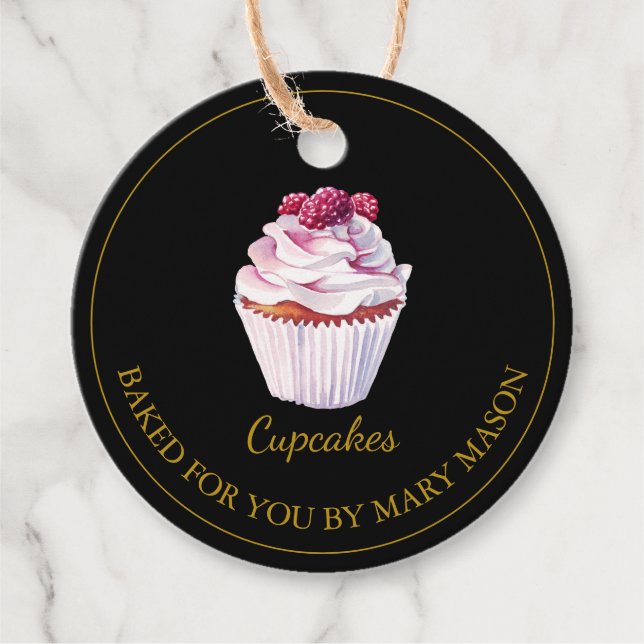 Étiquettes Cadeau Balises favorites de framboise maison | Noir (Devant)