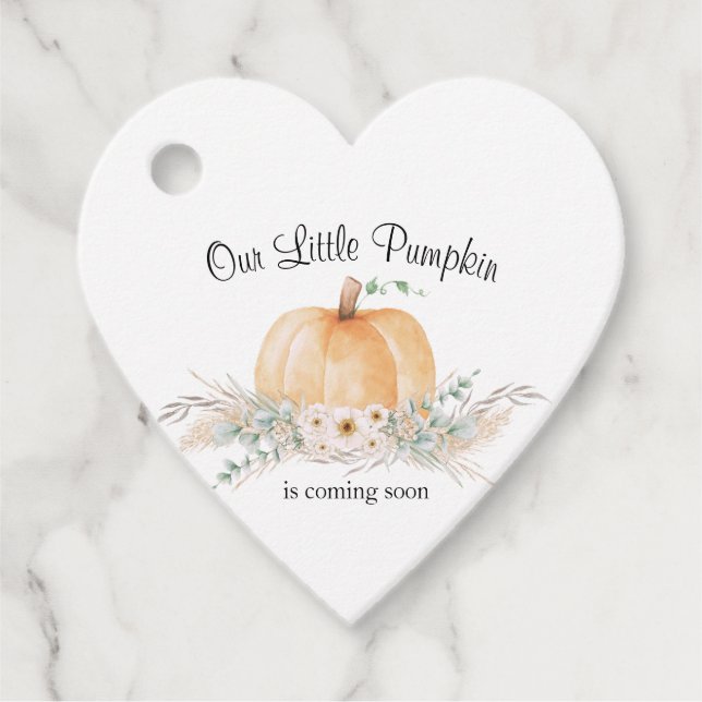 Étiquettes Cadeau Balises Favorites petit Baby shower Citrouille (Devant)