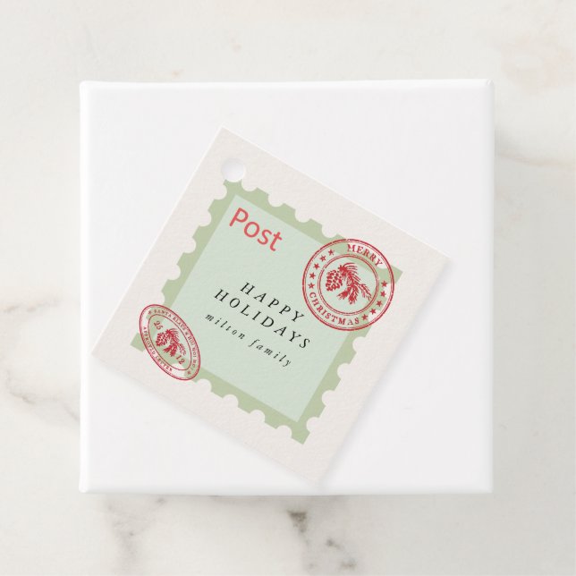 Étiquettes Cadeau Balises Fêtes de Courrier Vintage (En situation)
