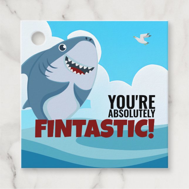 Étiquettes Cadeau Balises Fintastic Party Favor du garçon (Devant)