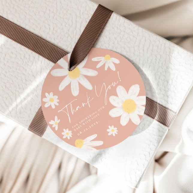 Étiquettes Cadeau Balises Fleur Fleur Rose Boho Daisy (Créateur téléchargé)