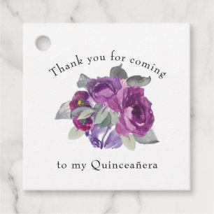 Étiquettes Cadeau Balises Fleur Merci Violet Favoriser