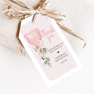 Étiquettes-cadeau Balises Fleur Rose Eucalyptus Balloon Favoriser