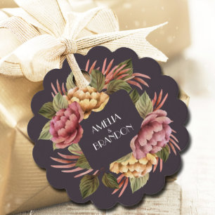 Étiquettes Cadeau Balises Fleurs de mariage dramatique Favor