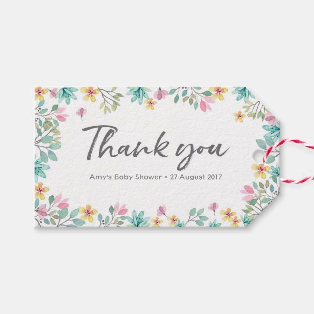 Étiquettes-cadeau Balises Merci | Balises de préférence | Floraux d' (Devant (Horizontal))
