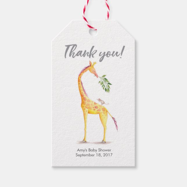 Étiquettes-cadeau Balises Merci | Balises de préférence | Giraffe (Devant)