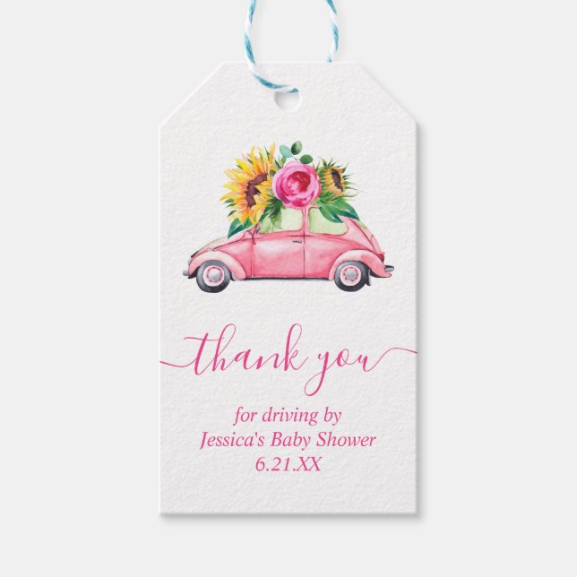 Étiquettes-cadeau Balises Personnalisées Drive By Baby shower Favori (Devant)