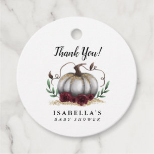 Étiquettes Cadeau Balises préférées du Baby shower Citrouille Gold L