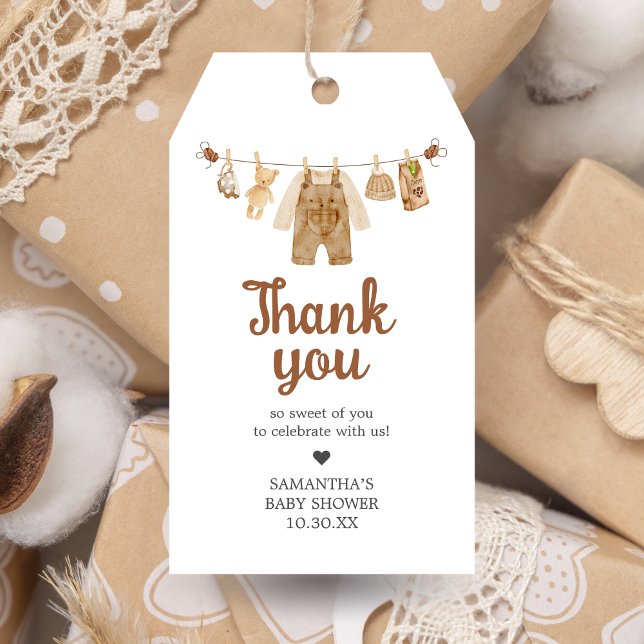 Étiquettes-cadeau Balises préférées du Baby shower de brassage de ca (Coffee Little Bean Baby Shower Favor Tags)