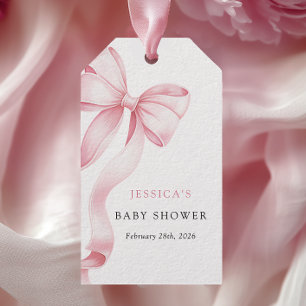Étiquettes-cadeau Balises préférées du Baby shower de ruban rose