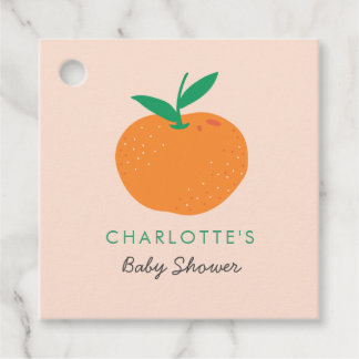 Étiquettes Cadeau Balises préférées du Baby shower orange Little Cut