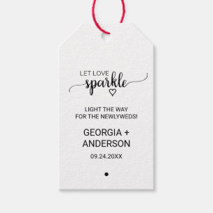 Étiquettes-cadeau Balises Sparkler du Mariage de calligraphie noire 