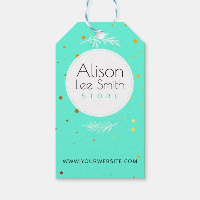 Étiquettes-cadeau Balises turquoise pour votre magasin artisanal (Devant)
