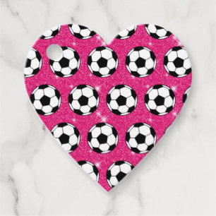 Étiquettes Cadeau Balle de football rose gel Parties scintillant Spo