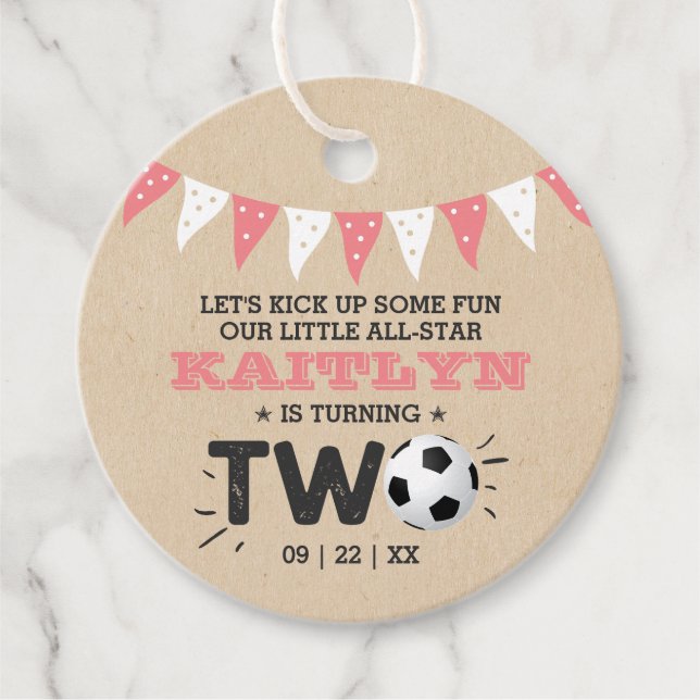 Étiquettes Cadeau Balle de soccer étoile 2e anniversaire (Devant)