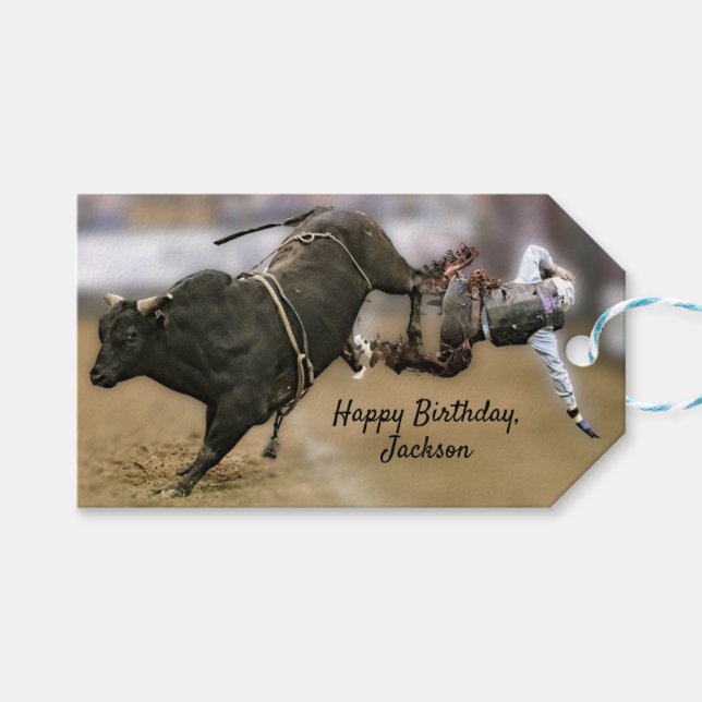 Étiquettes-cadeau Balle Rodeo (Devant (Horizontal))