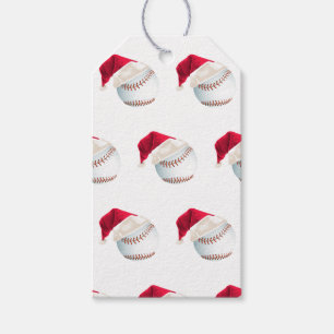 Étiquettes-cadeau Baller Christmas Baseball Père Noël Sports